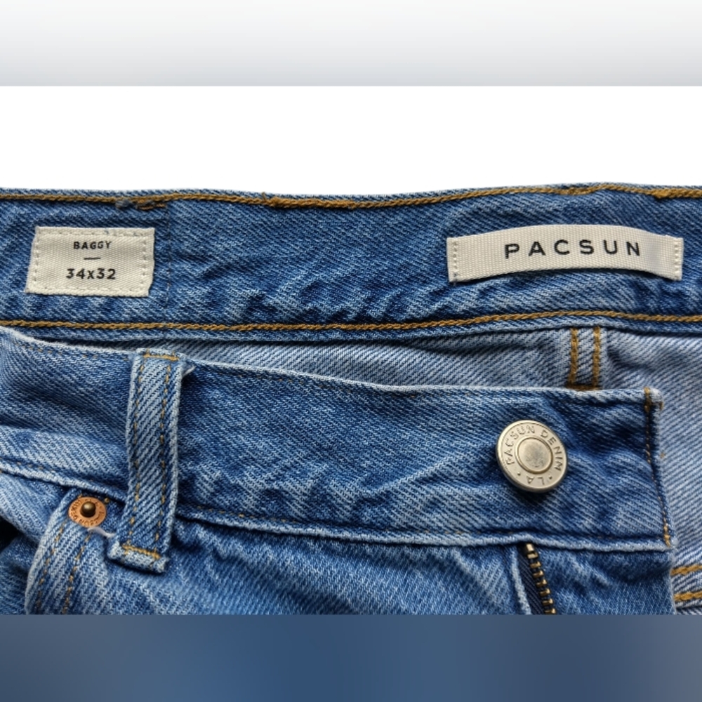 Pacsun Men’s Baggy Fit Jeans Light Wash Straight Leg 100% Cotton Size 34x32 - Picture 11 of 15